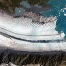 Ablation zone, medial moraines and crevasses in the Bear Glacier, Alaska