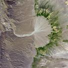 Dry river channel and alluvial fan in Iran