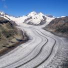 Valley glacier in Switherland with medial moraines